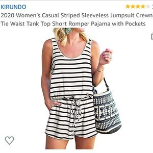 Striped white and black romper